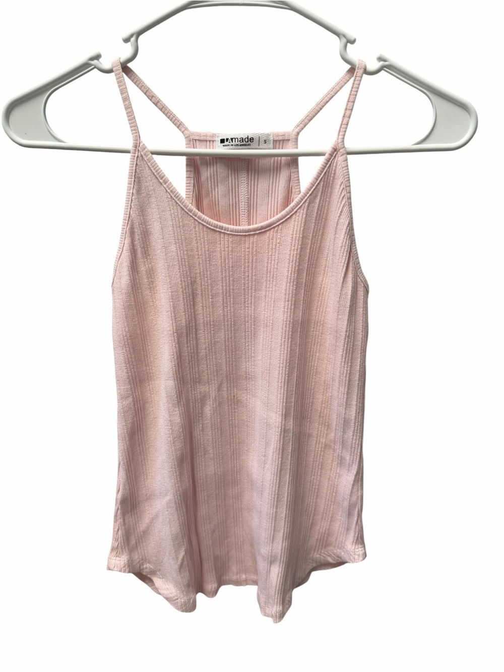 LAmade Pink Ribbed Racerback Tank NWOT Small